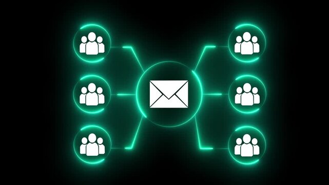 Email security solution concept Automated secure mail scanning system and data protection on the black background.