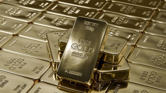 Stack of fine gold bullion bars background.bank,saving in metal investment,financial wealth management,banking reserve asset, luxury,business concept