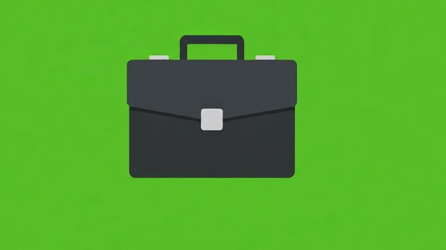 Business briefcase rotating smoothly in endless loop animation video clip against vibrant green background screen