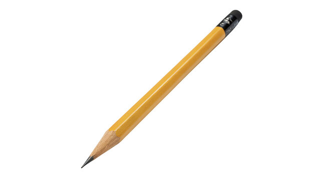 Classic basic sharp yellow wooden graphite pencil school stationery tool isolated on transparent background