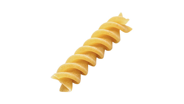 Single dry fusilli pasta spiral italian carbohydrate wheat culinary food isolated on transparent background