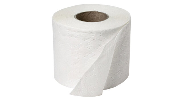 Single soft white paper toilet tissue roll household hygiene product isolated on transparent background