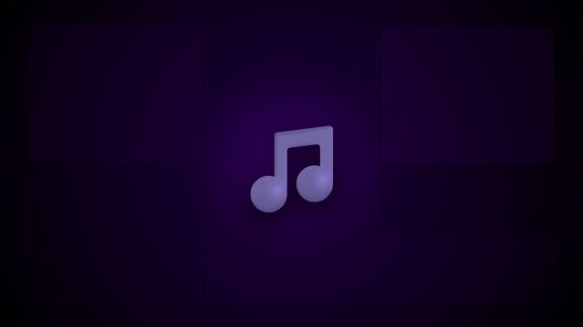 Glowing musical note icons on a dark violet background
