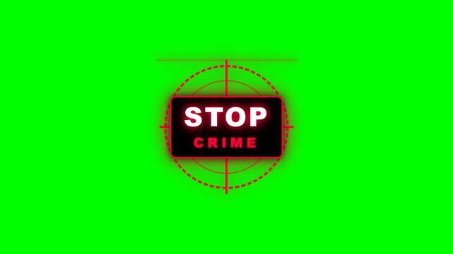Anti crime stop warning signs on green screen background