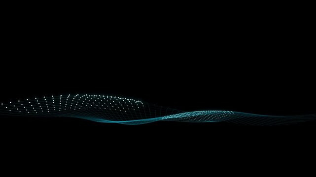 Abstract digital wave formed by glowing blue dots and connecting lines