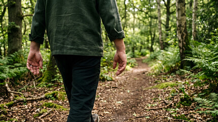 Fototapeta premium sustainable living forest hike walk in nature woodland trail