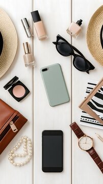 Cyber Monday social media commerce campaign with vertical mobile product cards, beauty products, fashion accessories and modern creator marketing setup, clean commercial photography