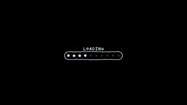 Loading progress bar with glowing circular icons on a dark background for software interface