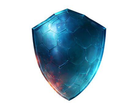 Fantasy shield design featuring metallic hexagonal pattern