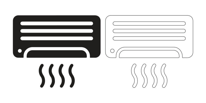 Minimalist black and white vector illustration of split system air conditioning units for interior climate control