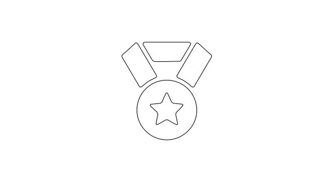 Gold Medal Star Award, Champion Victory Sport Badge Animated Icon, Loop Video Isolated on White