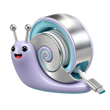 Cute Snail Usb Hub with Happy Face and Metallic Spiral Shell
