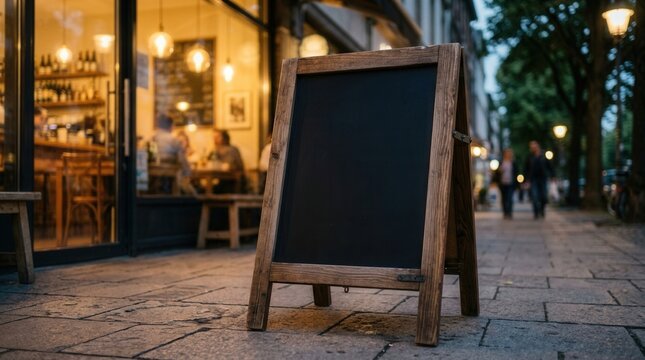 Wooden sandwich board menu board ready for restaurant text and advertising.
