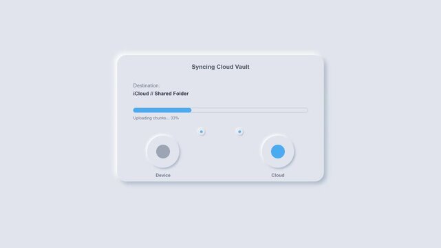 Cloud syncing progress bar animation on digital interface