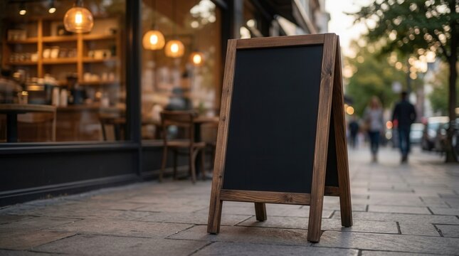 Wooden sandwich board menu board ready for restaurant text and advertising.