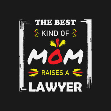 Typography design featuring the word mom and lawyer bold lettering style