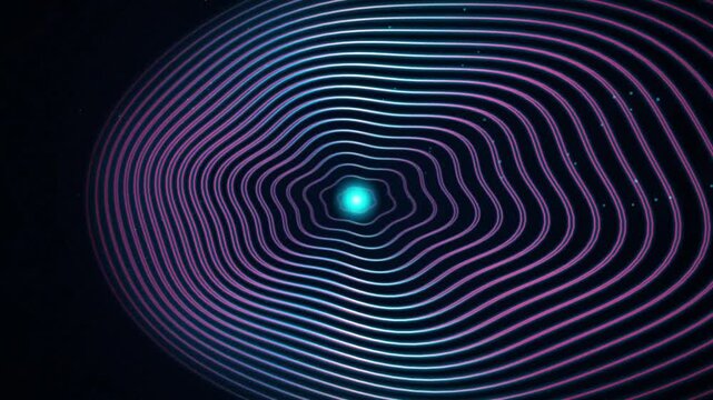 Abstract neon glowing lines digital tunnel background seamless loop animation tech design concept ba