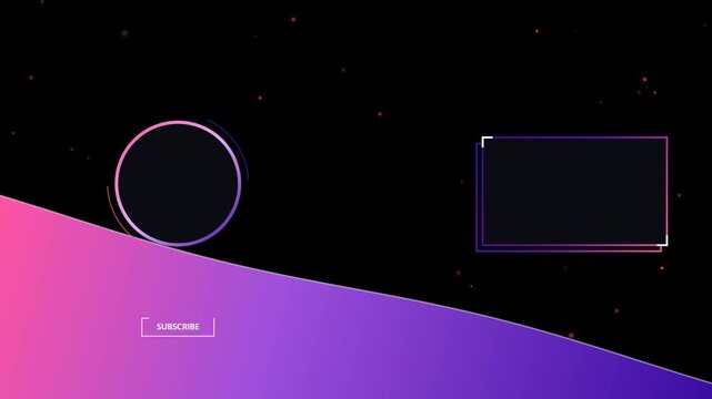 Youtube end screen template with gradient overlay and empty placeholders for video and channel subscription