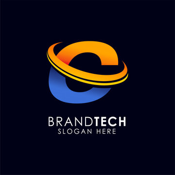 Modern Letter C Logo Concept Featuring Vibrant Gradient Curves and Sleek Tech Aesthetic for Digital Business and Corporate Identity