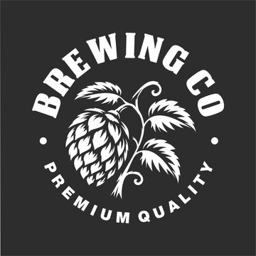 Hop cone emblem logo template for branding breweries, craft beer, pubs, and beverages