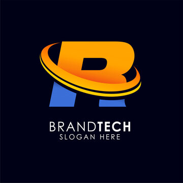 Modern technology logo with the letter R and a swoosh, perfect for branding and digital companies
