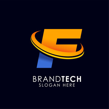 Modern Letter F logo design template with corporate identity and abstract tech styling in vibrant colors