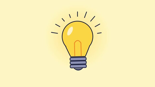 Lightbulb idea icon loop animation on light background for creative thinking innovation inspiration brainstorming and business solution concept