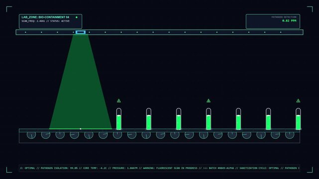 Green scanning cone over test tubes