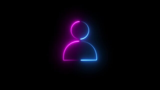 Glowing pink and blue neon user profile avatar icon on black background