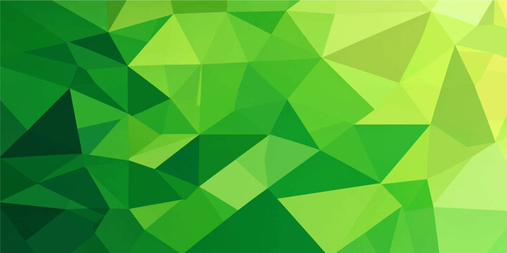 Vibrant bright green low poly geometric abstract background vector template banner design pattern texture