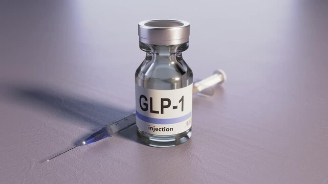 3D render of a GLP-1 injection vial and syringe