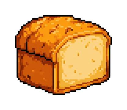 PNG Pixel art bread loaf on white background.
