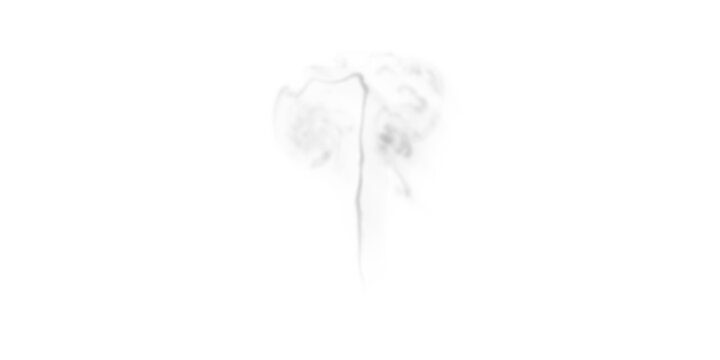 Wispy white cloud isolated on transparent background. Horizontal smoke or fog overlay element