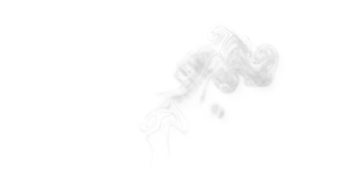 Dispersed white cloud isolated on transparent background. Soft fog or smoke effect. Atmospheric design element