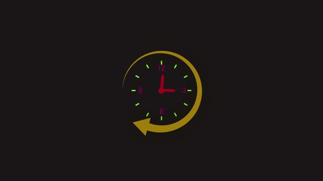 Minimalist clock with rotating arrow animation for time management and deadline concepts timer countdown