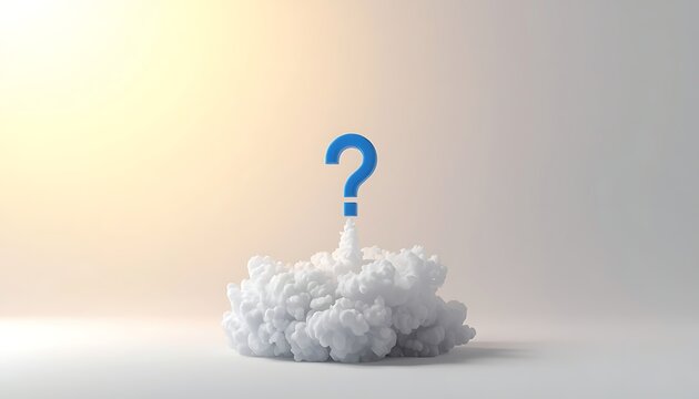 Minimalist question mark rising from cloud for creative branding and