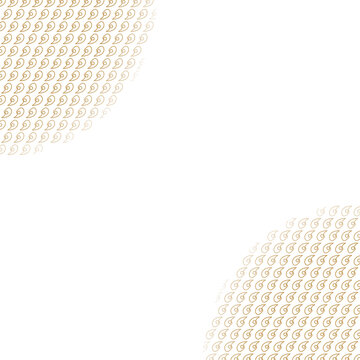Golden paisley shape pattern arranged in two opposite corners on black isolated on a transparent background