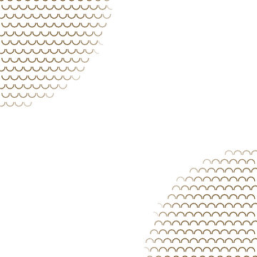 Golden scalloped wave pattern arranged in two corners on a solid black background isolated on a transparent background