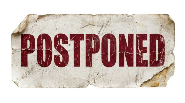 Postponed red stamp text on vintage paper isolated on transparent background