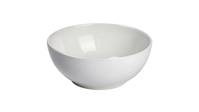 Simple empty round white ceramic bowl kitchen dinnerware tableware isolated on transparent background