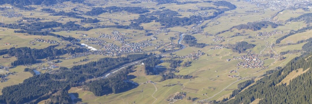 Panorama from the Rubihorn, 1957m, into the Illertal, Allg&auml;u, Bavaria, Germany