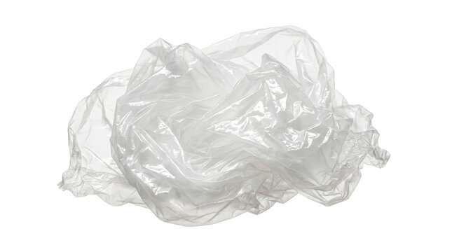 Crumpled transparent plastic bag isolated on transparent background