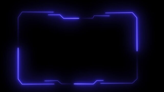 Neon blue hud interface frame overlay, futuristic digital tech border for gaming and sci-fi ui