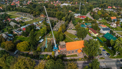 Zdejmowanie dachu wieży Kościoła w Stegnie © Marcin