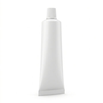 Plastic Toothpaste Tube, Isolated on White Background, Studio Shot, Blank White Dental Cream Container, Hygiene Product, Clipping Path, Cutout, Pack
