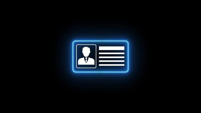 Glowing neon Professional digital employee identification card for secure personnel verification access. Motion Graphic concept. animation