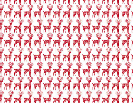 Seamless Scandinavian Christmas pattern, minimal Nordic folk art vector design