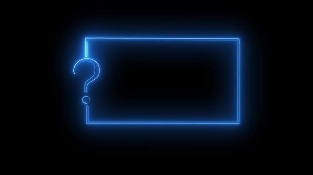 Neon blue glowing question mark frame border animation for q&a and faq presentations