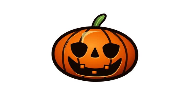 Halloween jack o lantern pumpkin icon with a spooky cute face on a white background vector illustration