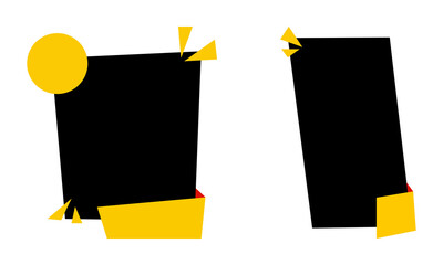Fototapeta premium Abstract black and yellow geometric shapes with copy space and circle accent for graphic design and marketing banners.